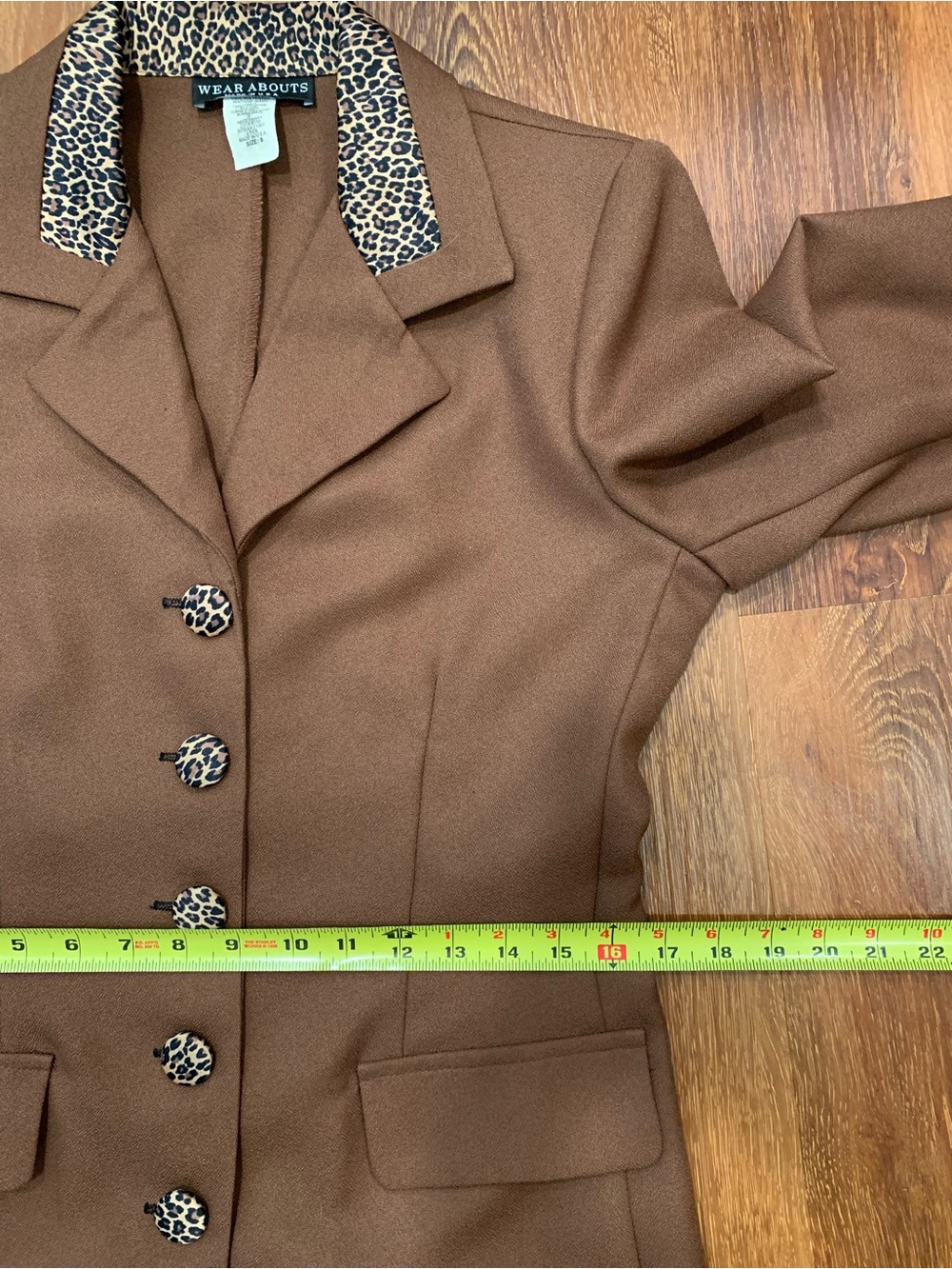 VTG Wear Abouts Brown Leopard Print Blazer Women's 8 Retro 1990s Office Academia - Picture 11 of 13